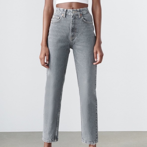 zara grey mom jeans - Picture 1 of 7